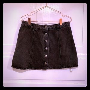 Forever 21 black denim button up mini skirt